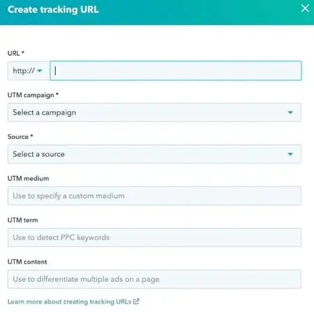 How to Build UTM Codes in HubSpot, fill in the attributes of your UTM code and click create